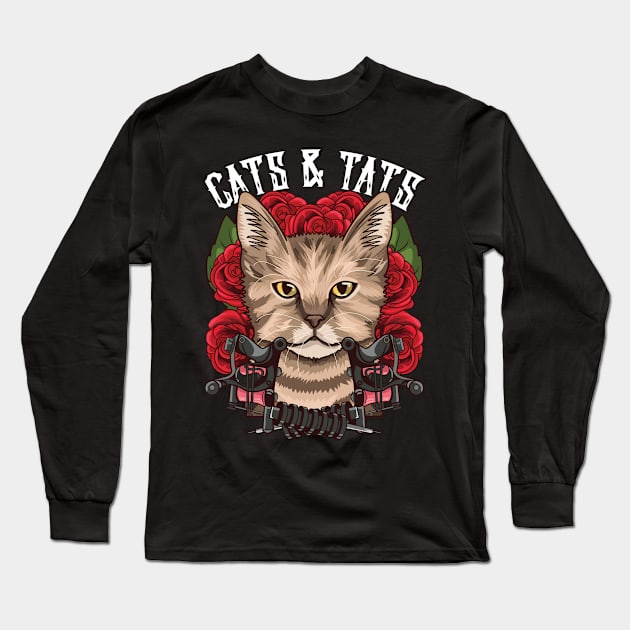 Cute Cats & Tats Inked Funny Tattoo Obsessed Long Sleeve T-Shirt by theperfectpresents